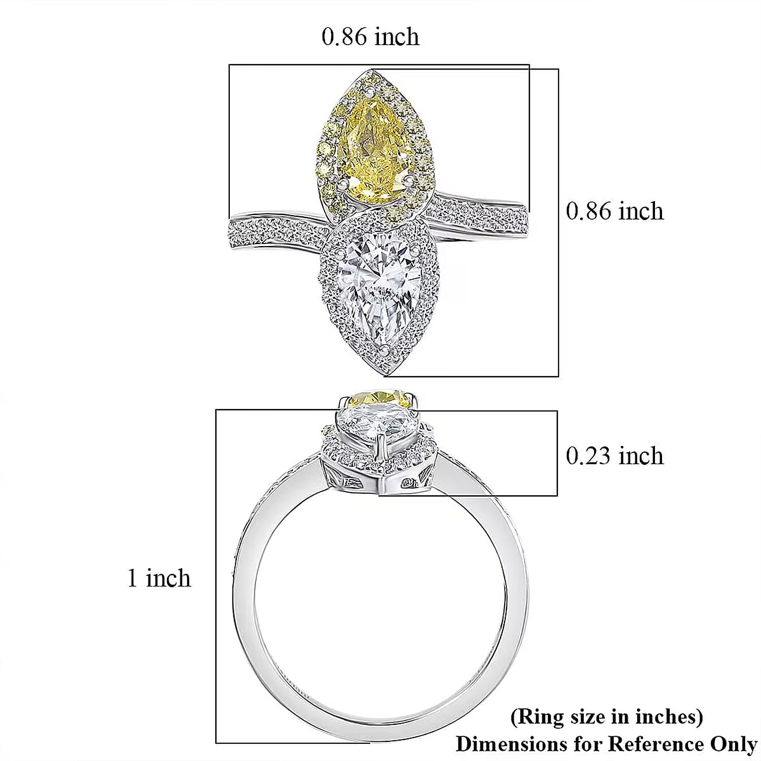 SGL Certified 950 Platinum Luxuriant Lab Grown Yellow and White Diamond (VS) Bypass Ring (Size 10.0) 2.50 ctw