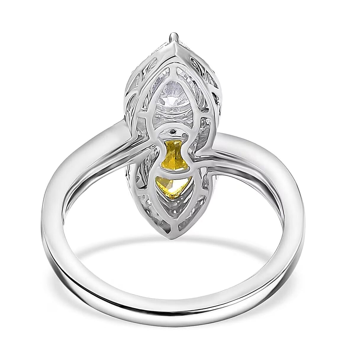 SGL Certified 950 Platinum Luxuriant Lab Grown Yellow and White Diamond (VS) Bypass Ring (Size 5.0) 2.50 ctw image number 7