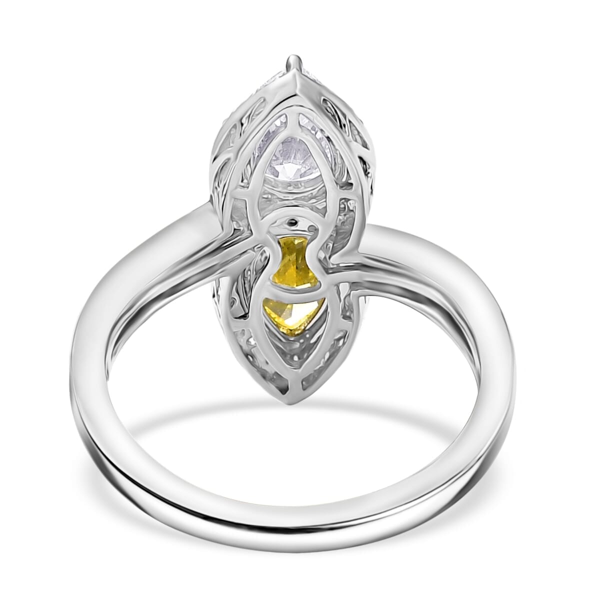 SGL Certified 950 Platinum Luxuriant Lab Grown Yellow and White Diamond (VS) Bypass Ring (Size 5.5) 2.50 ctw image number 4