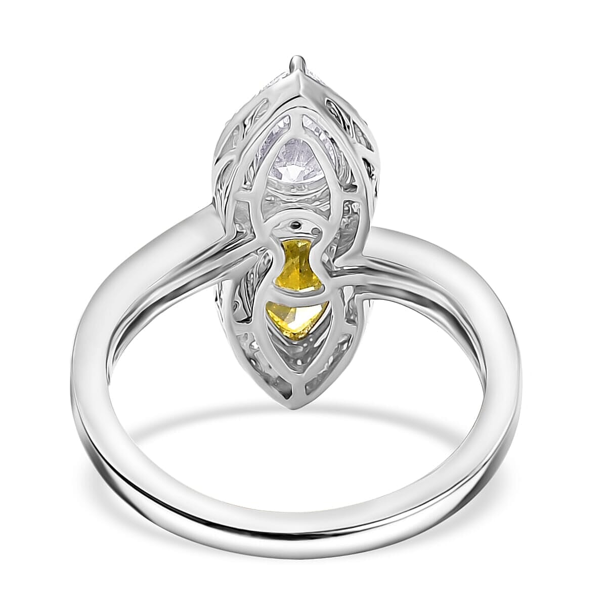 SGL Certified 950 Platinum Luxuriant Lab Grown Yellow and White Diamond (VS) Bypass Ring (Size 6.5) 2.50 ctw image number 4