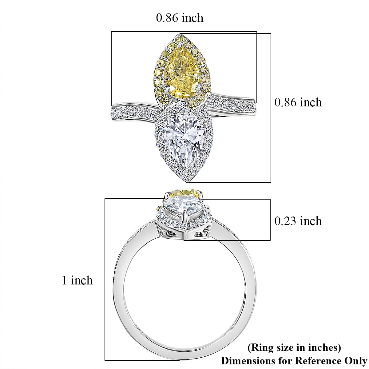 SGL Certified Luxuriant Lab Grown Yellow Diamond (IR) VS and Lab Grown White Diamond 2.50 ctw Bypass Ring in 950 Platinum (Size 7.0) image number 5