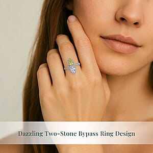 SGL Certified 950 Platinum Luxuriant Lab Grown Yellow and White Diamond (VS) Bypass Ring (Size 7.5) 2.50 ctw