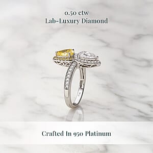 SGL Certified 950 Platinum Luxuriant Lab Grown Yellow and White Diamond (VS) Bypass Ring (Size 7.5) 2.50 ctw