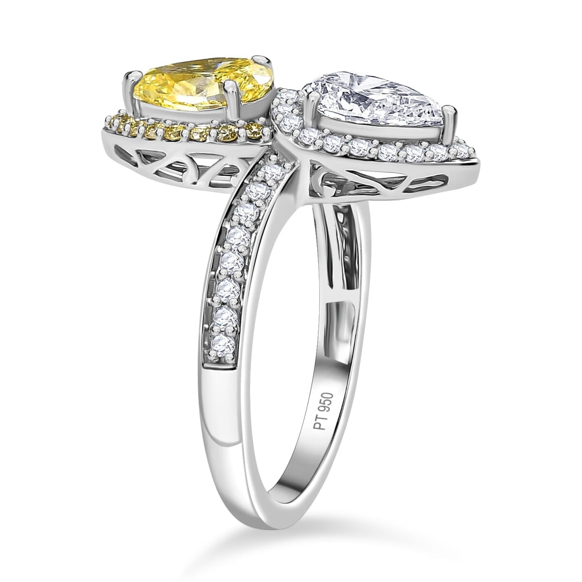 950 Platinum Luxuriant Lab Grown Yellow Diamond (VS) Ring (Size 6.0) 2.50 ctw image number 3