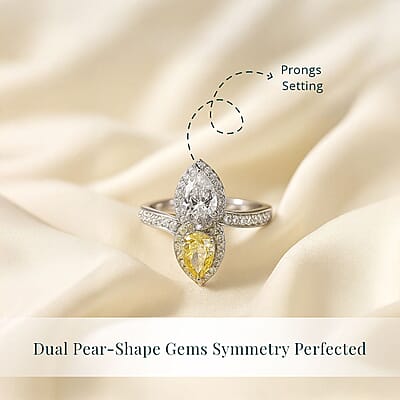 SGL Certified 950 Platinum Luxuriant Lab Grown Yellow and White Diamond (VS) Bypass Ring (Size 7.5) 2.50 ctw