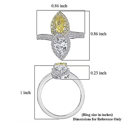 SGL Certified 950 Platinum Luxuriant Lab Grown Yellow and White Diamond (VS) Bypass Ring (Size 7.5) 2.50 ctw