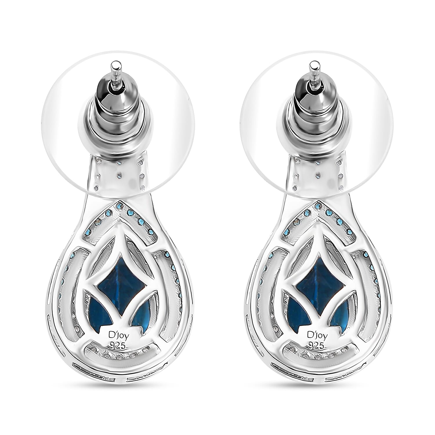 D'Joy Premium London Blue Topaz and Multi Gemstone 4.10 ctw Ocean Teardrop Earrings in Rhodium Over Sterling Silver