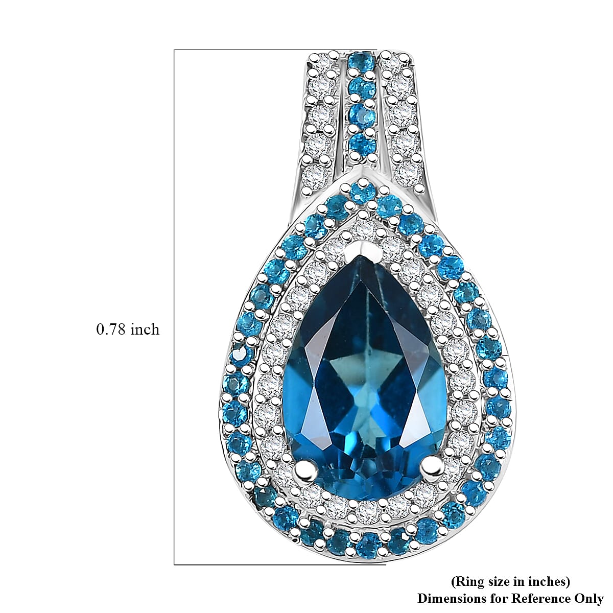 D'Joy Premium London Blue Topaz and Multi Gemstone 4.10 ctw Ocean Teardrop Earrings in Rhodium Over Sterling Silver