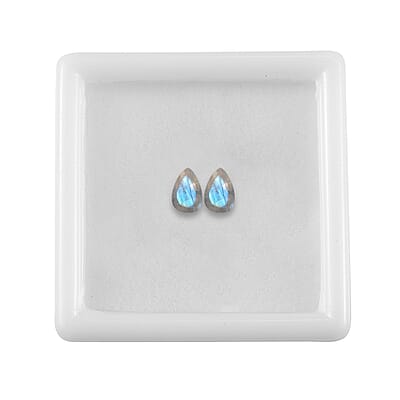 Set of 2 Rainbow Moonstone (Pear 6x4 mm) 0.68 ctw Loose Gemstone