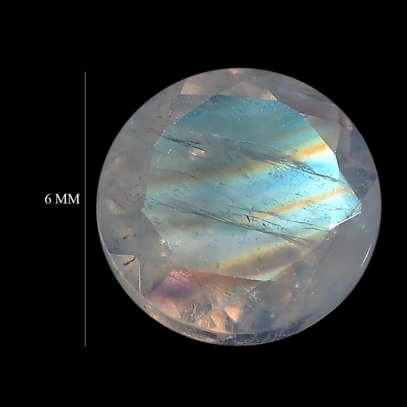 AA Rainbow Moonstone (Rnd 6 mm) 0.76 ctw Loose Gemstone