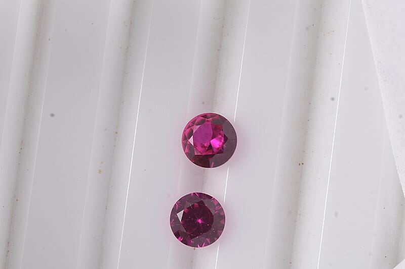 Simulated Ruby Color Diamond Set of 2 (Rnd 5mm) 1.05 ctw Loose Gemstone