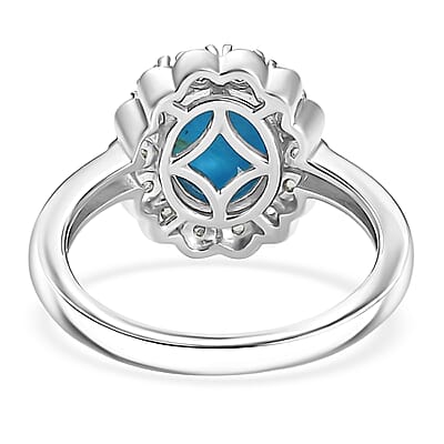 D'Joy Premium Sleeping Beauty Turquoise and Multi Gemstone 2.60 ctw Ring in Rhodium Over Sterling Silver (Size 10.0) 
