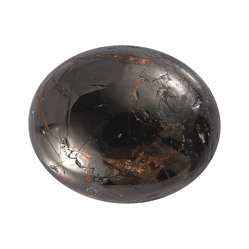 Matrix Silver Shungite (Ovl 12x10 mm) 2.68 ctw Loose Gemstone