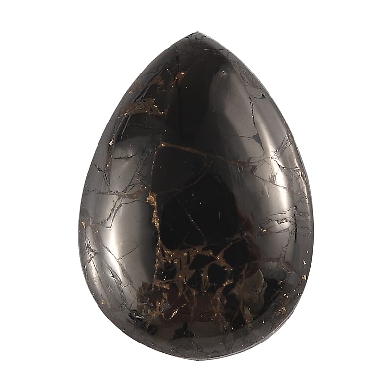 Matrix Silver Shungite (Pear 14x10 mm) 3.18 ctw Loose Gemstone