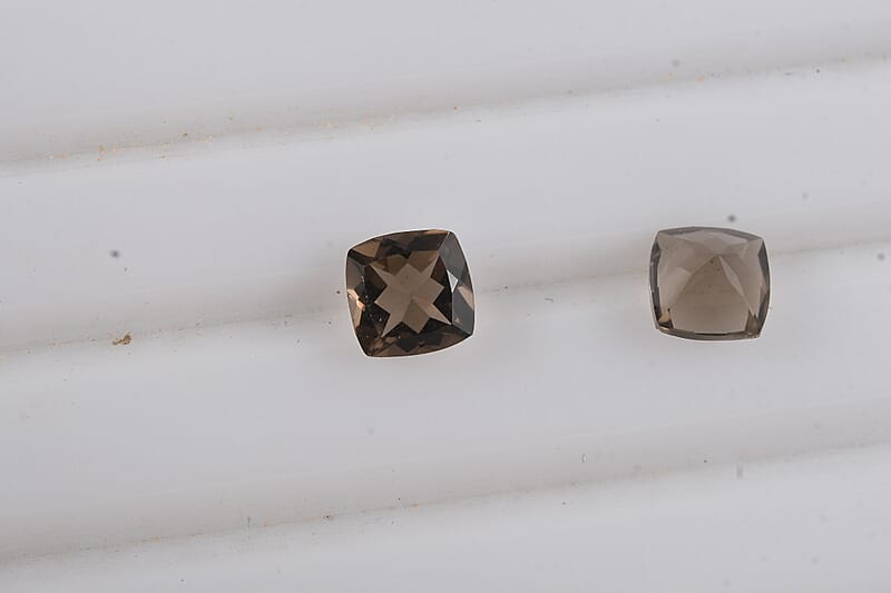 Smoky Quartz Set of 2 (Cush 5x5 mm) Loose Gemstone 1.03 ctw Loose Gemstone
