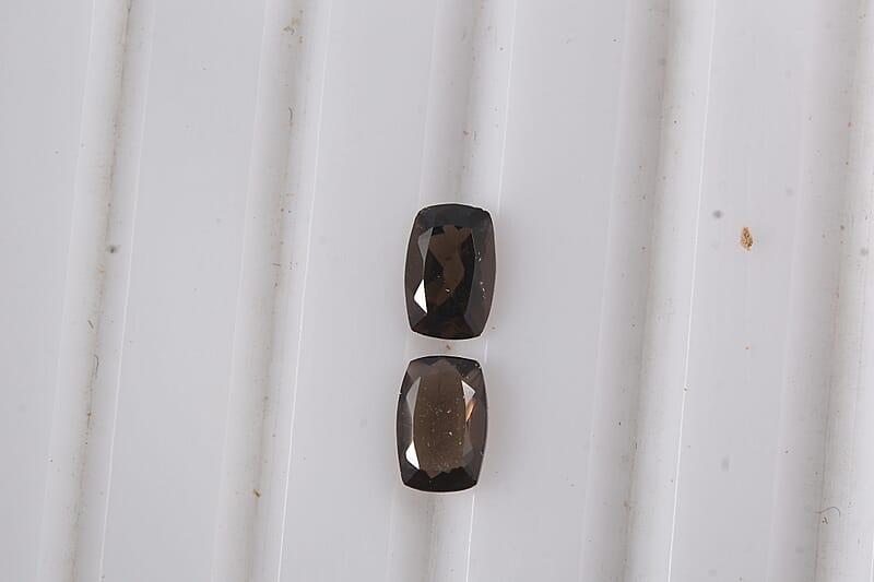 Smoky Quartz Set of 2 (Cush 6x4 mm) 0.80 ctw Loose Gemstone