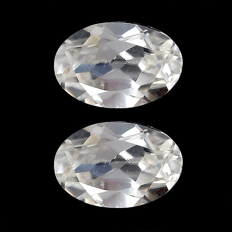 Set of 2 White Zircon (Oval 6x4 mm) 1.28 ctw Loose Gemstone