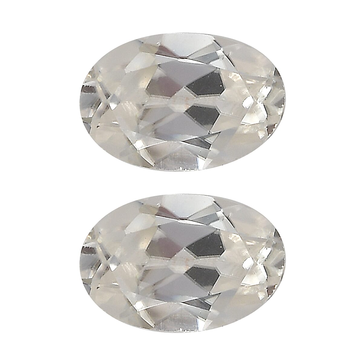 Set of 2 White Zircon (Oval 6x4 mm) 1.28 ctw Loose Gemstone image number 2
