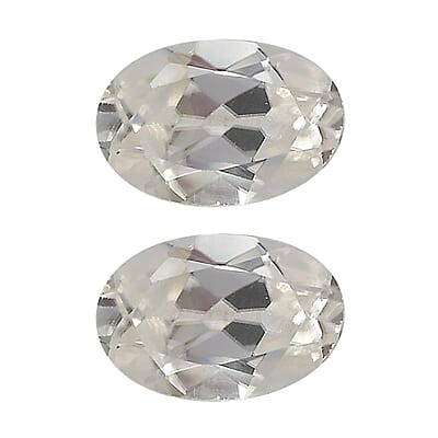 Set of 2 White Zircon (Oval 6x4 mm) 1.28 ctw Loose Gemstone