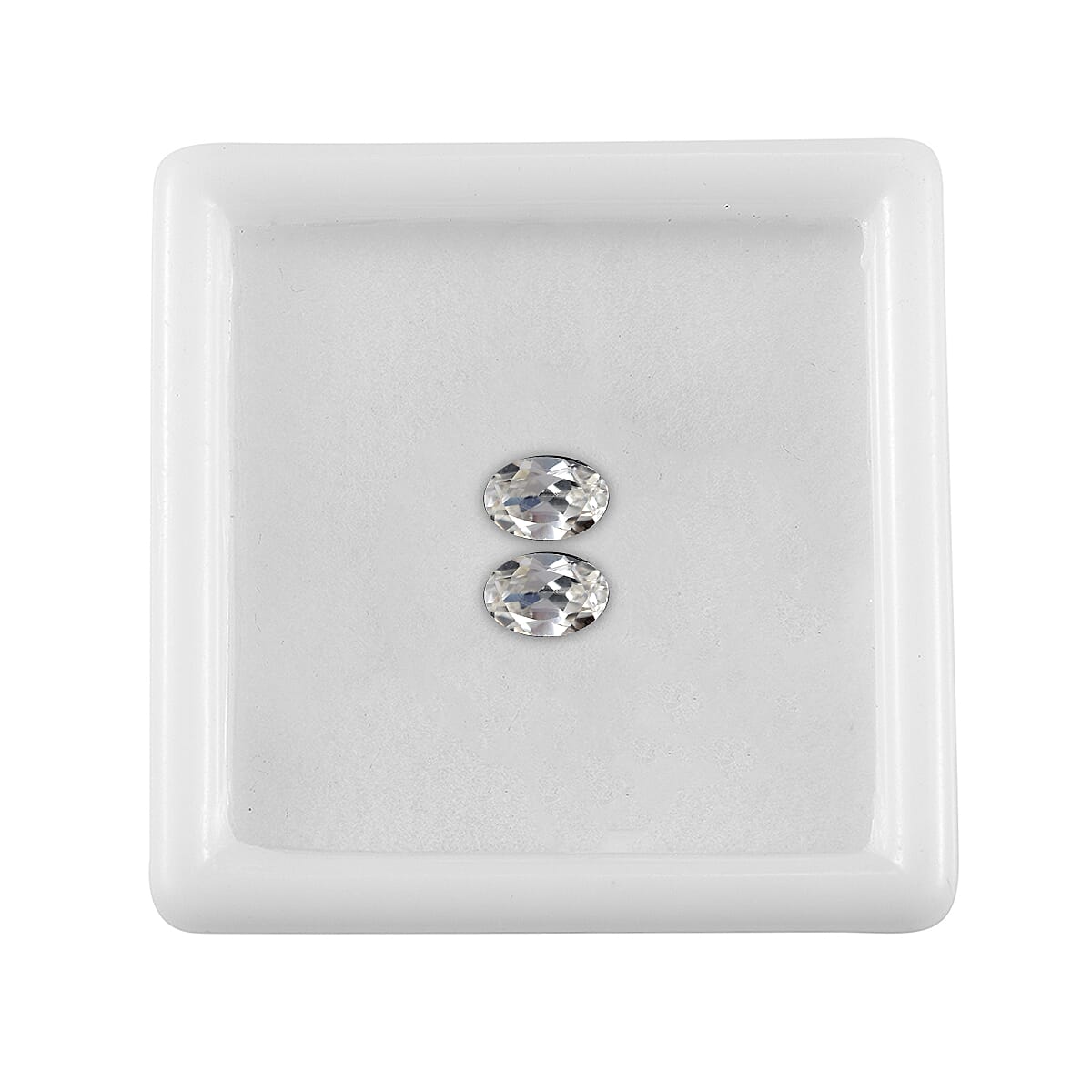 Set of 2 White Zircon (Oval 6x4 mm) 1.28 ctw Loose Gemstone image number 3