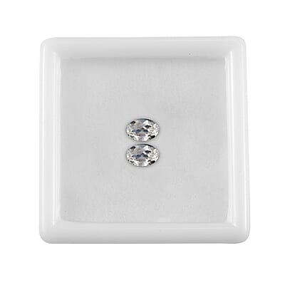 Set of 2 White Zircon (Oval 6x4 mm) 1.28 ctw Loose Gemstone