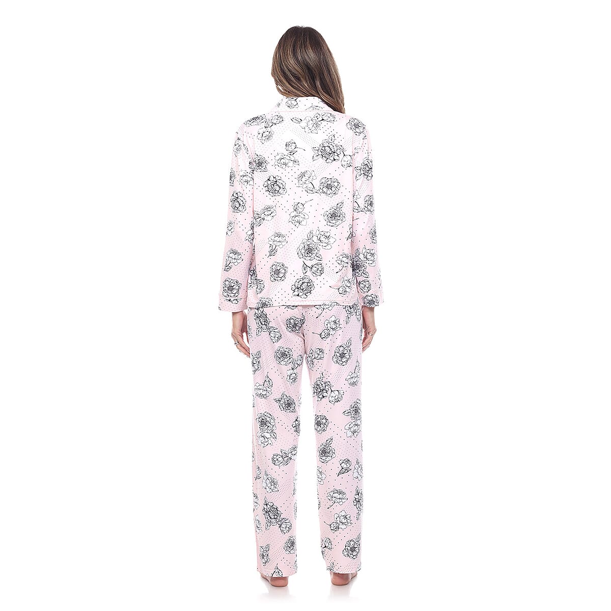 White Mark Pink Long Sleeve Floral Pajama Set - S image number 1