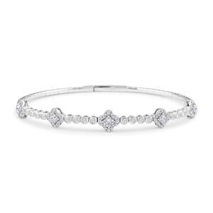 Modani 950 Platinum White Diamond Bangle Bracelet (9.0 In) Metal weight 14.13 Grams Including Spring Weight (0.5g) 1.44 ctw