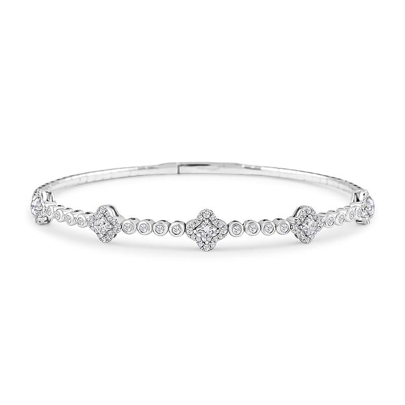 Modani 950 Platinum White Diamond Bangle Bracelet (9.0 In) Metal weight 14.13 Grams Including Spring Weight (0.5g) 1.44 ctw