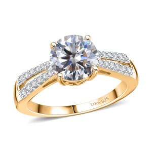 D'Joy Moissanite 2.20 ctw Bow Ring in 18K Vermeil Yellow Gold Over Sterling Silver (Size 10.0)