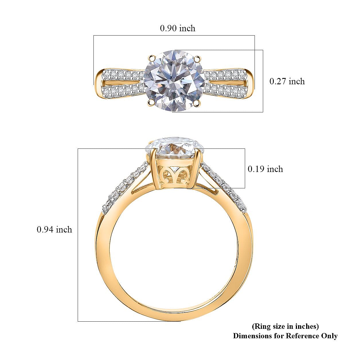 D'Joy Moissanite 2.20 ctw Bow Ring in 18K Vermeil Yellow Gold Over Sterling Silver (Size 10.0)