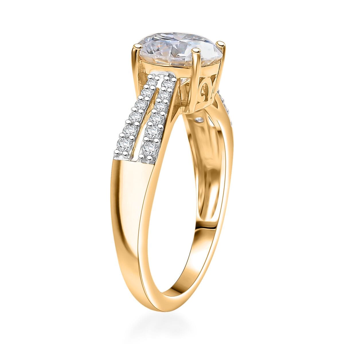 D'Joy Moissanite 2.20 ctw Bow Ring in 18K Vermeil Yellow Gold Over Sterling Silver (Size 5.0) image number 3