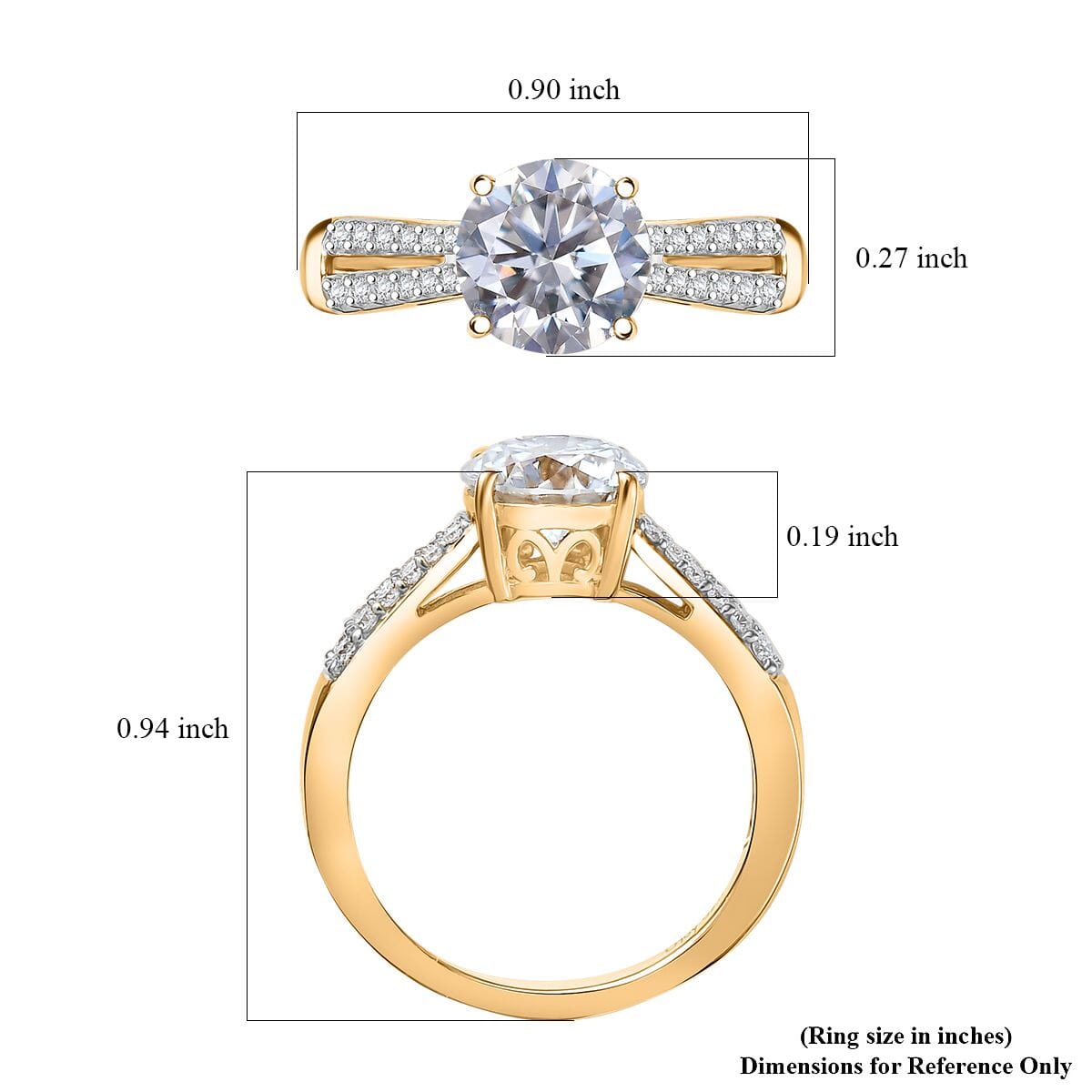 D'Joy Moissanite 2.20 ctw Bow Ring in 18K Vermeil Yellow Gold Over Sterling Silver (Size 5.0) image number 5