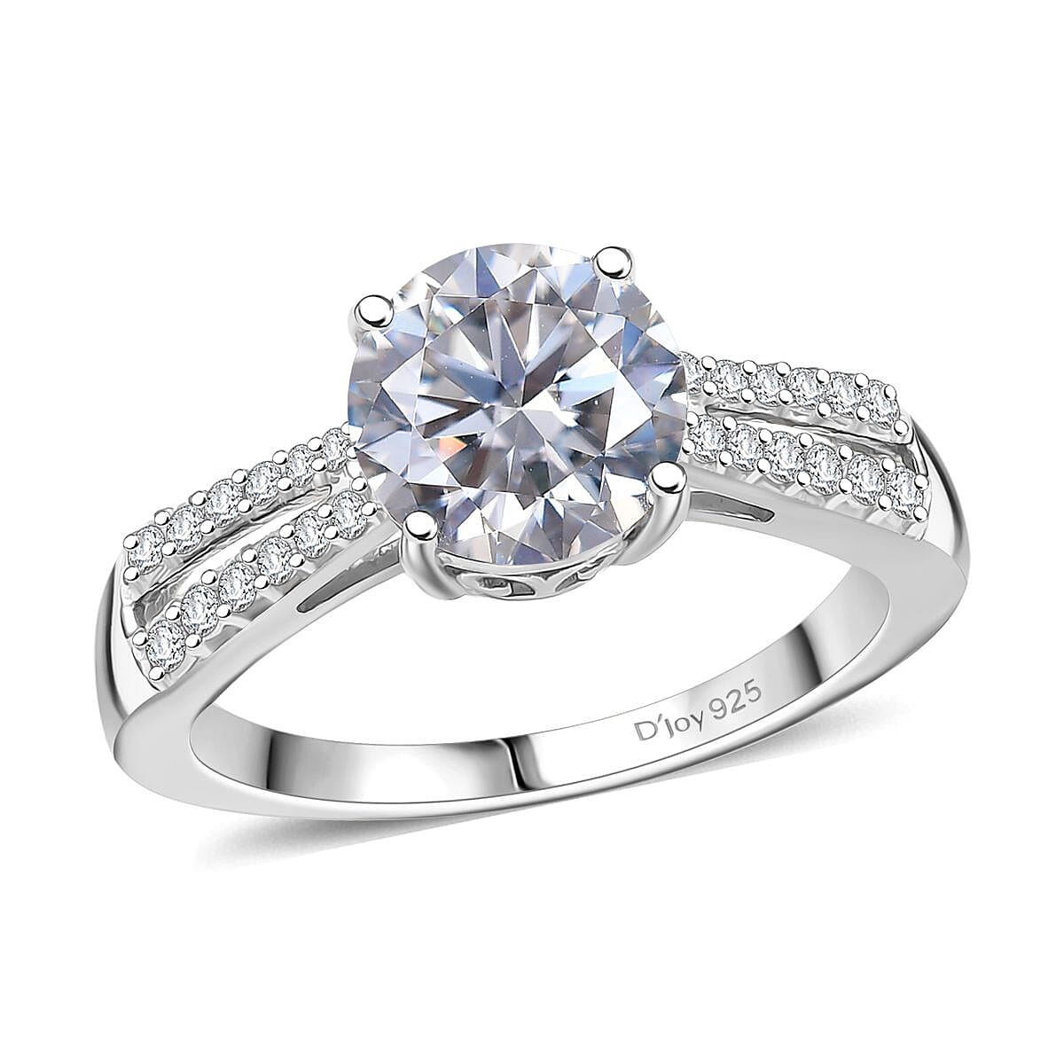 D'Joy Moissanite 2.20 ctw Bow Ring in Rhodium Over Sterling Silver (Size 10.0) image number 0