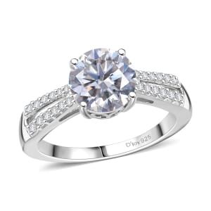 D'Joy Moissanite 2.20 ctw Bow Ring in Rhodium Over Sterling Silver (Size 10.0)