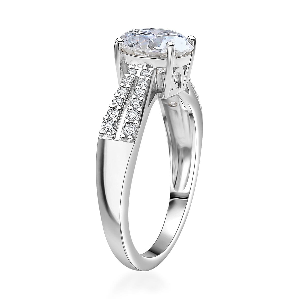 D'Joy Moissanite 2.20 ctw Bow Ring in Rhodium Over Sterling Silver (Size 10.0) image number 3