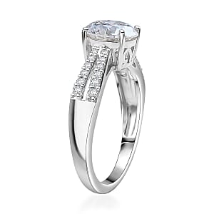 D'Joy Moissanite 2.20 ctw Bow Ring in Rhodium Over Sterling Silver (Size 10.0)