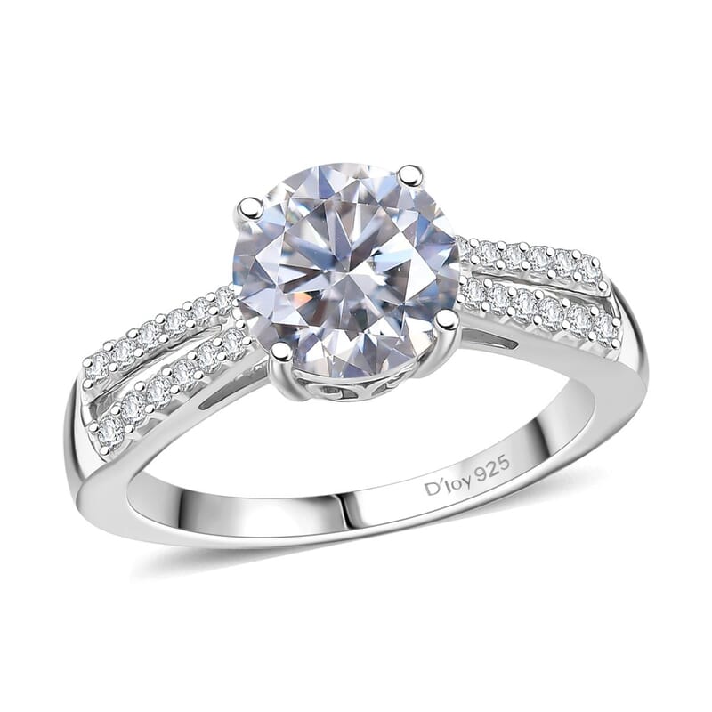D'Joy Moissanite 2.20 ctw Bow Ring in Rhodium Over Sterling Silver (Size 7.0)