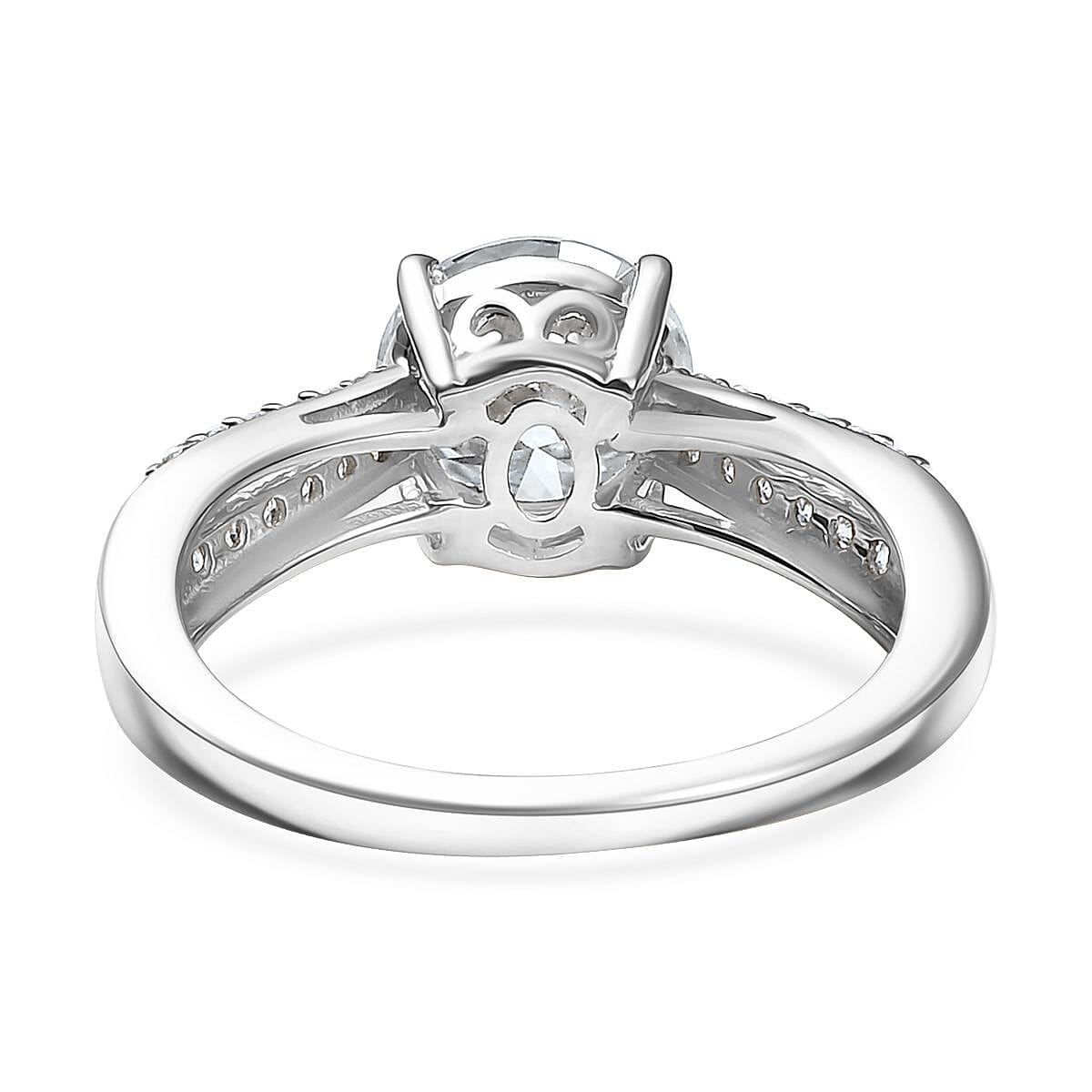 D'Joy Moissanite 2.20 ctw Bow Ring in Rhodium Over Sterling Silver (Size 7.0)