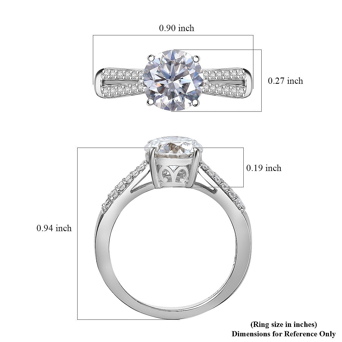 D'Joy Moissanite 2.20 ctw Bow Ring in Rhodium Over Sterling Silver (Size 7.0)