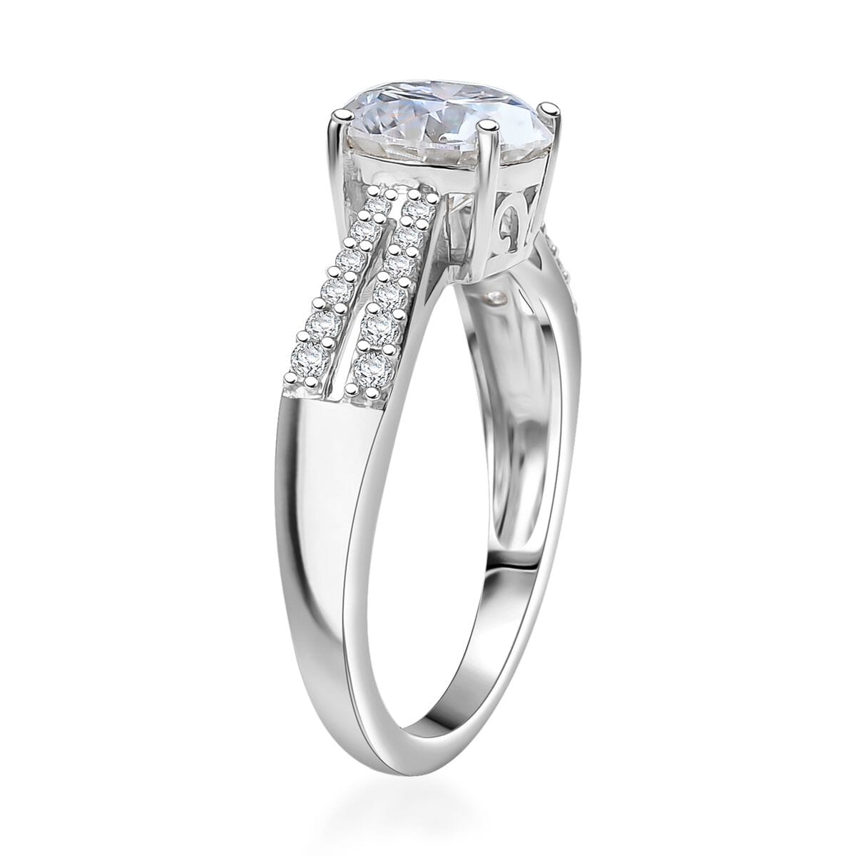 D'Joy Moissanite 2.20 ctw Bow Ring in Rhodium Over Sterling Silver (Size 8.0) image number 3