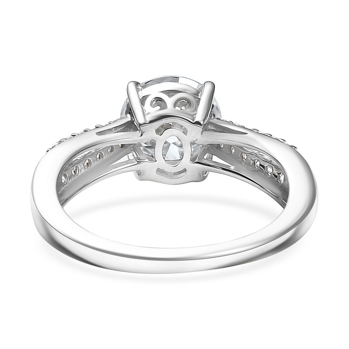 D'Joy Moissanite 2.20 ctw Bow Ring in Rhodium Over Sterling Silver (Size 8.0) image number 4