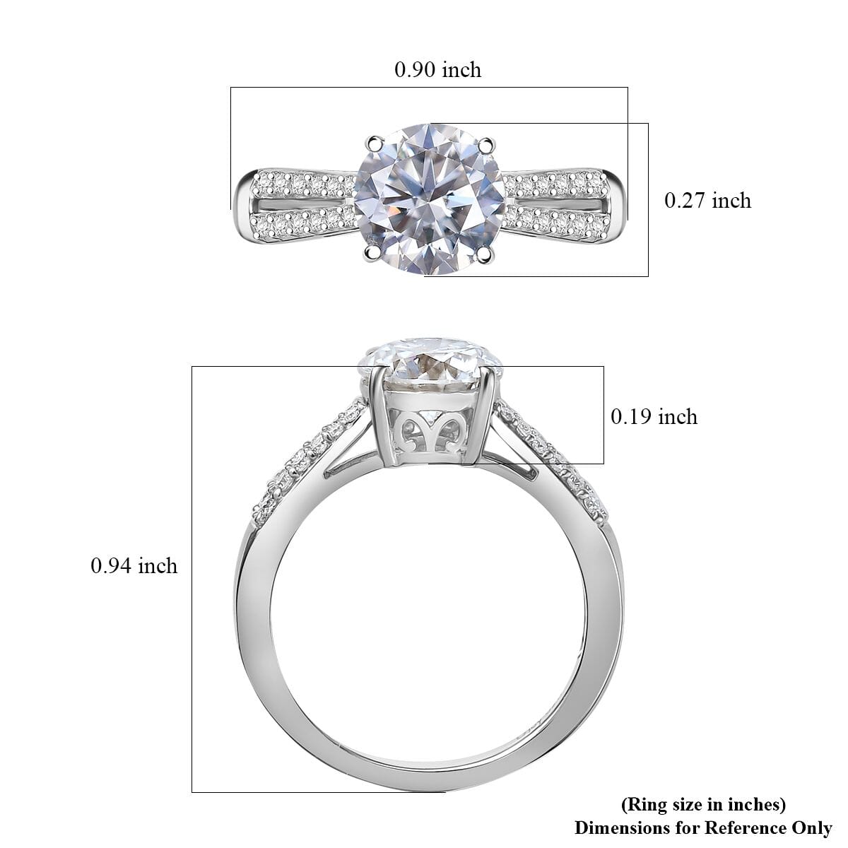 D'Joy Moissanite 2.20 ctw Bow Ring in Rhodium Over Sterling Silver (Size 8.0) image number 5