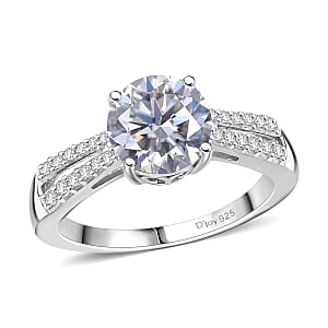 D'Joy Moissanite 2.20 ctw Bow Ring in Rhodium Over Sterling Silver (Size 9.0)