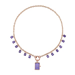 Classic Succession Simulated Purple Diamond Miyota Japanese Movement watch in Rosetone with Stainless Steel Necklace (24 Inches) 18.00 ctw