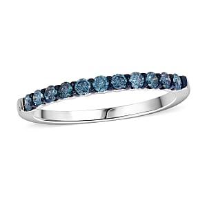 Venice Blue Diamond I1-I2 0.50 ctw Band Ring in Platinum Over Sterling Silver (Size 6.0)