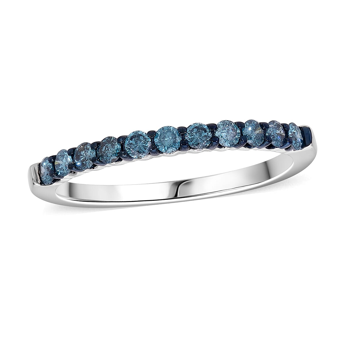 Venice Blue Diamond I1-I2 0.50 ctw Band Ring in Platinum Over Sterling Silver (Size 8.0)