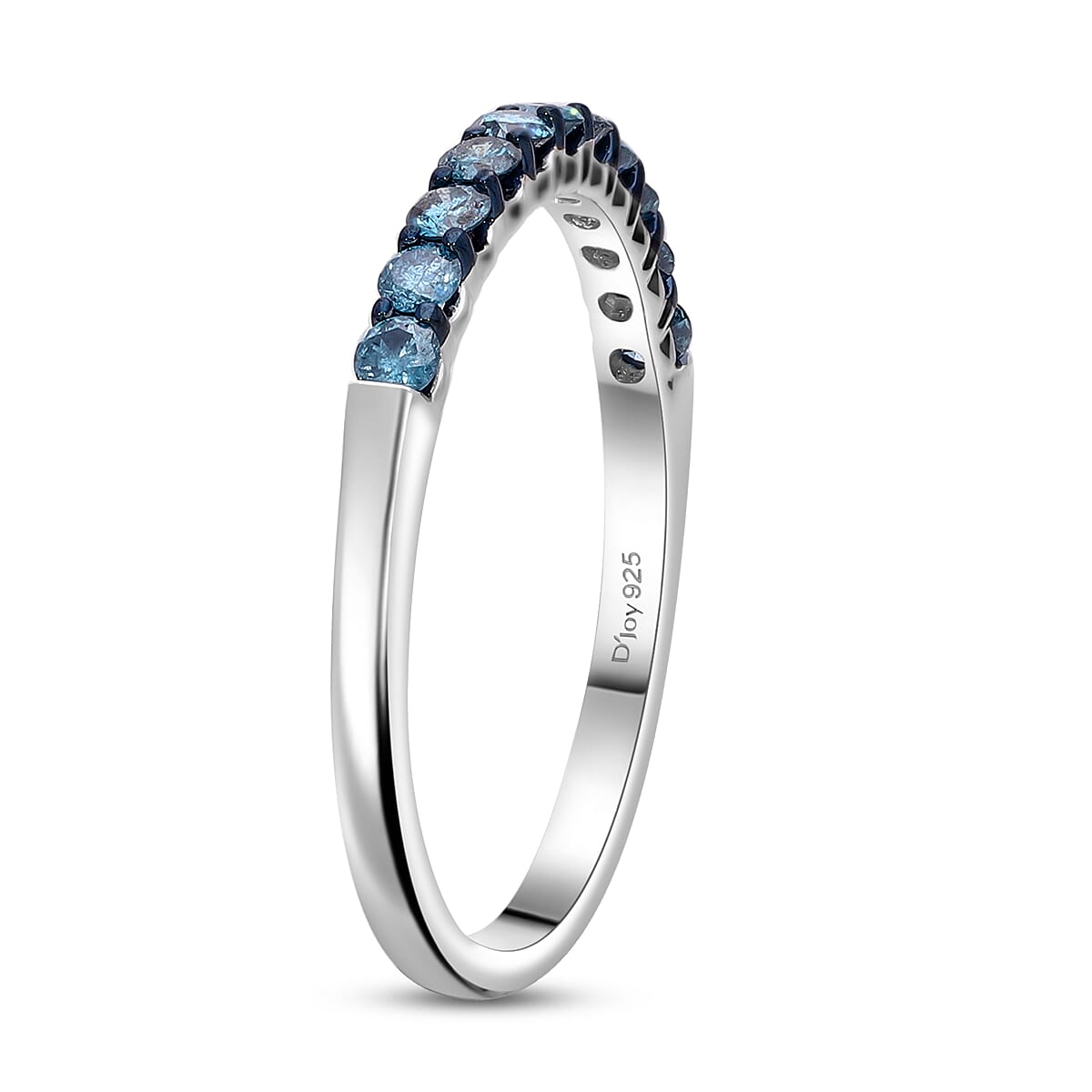 Venice Blue Diamond I1-I2 0.50 ctw Band Ring in Platinum Over Sterling Silver (Size 8.0)