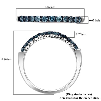 Venice Blue Diamond I1-I2 0.50 ctw Band Ring in Platinum Over Sterling Silver (Size 8.0)