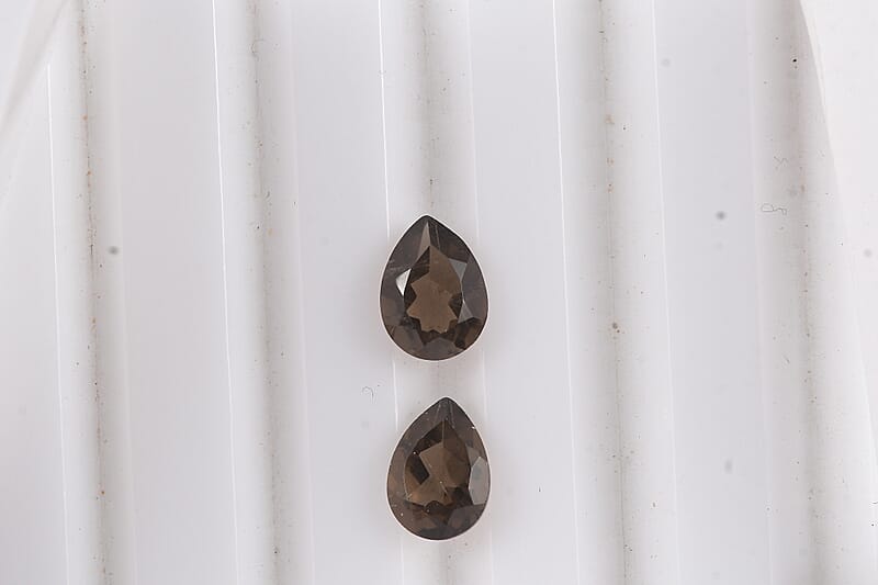 Smoky Quartz Set of 2 (Pear 7x5 mm) 1.15 ctw Loose Gemstone