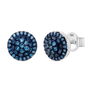 Venice Blue Diamond I1-I2 0.50 ctw A Touch of Luxury Earrings in Platinum Over Sterling Silver